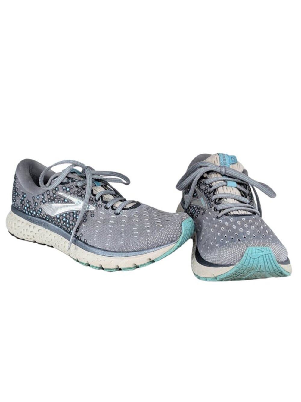 Brooks Glycerin 17 Ladies 8 Gray Aqua Lace Up Running Sneakers 120283-1B-070